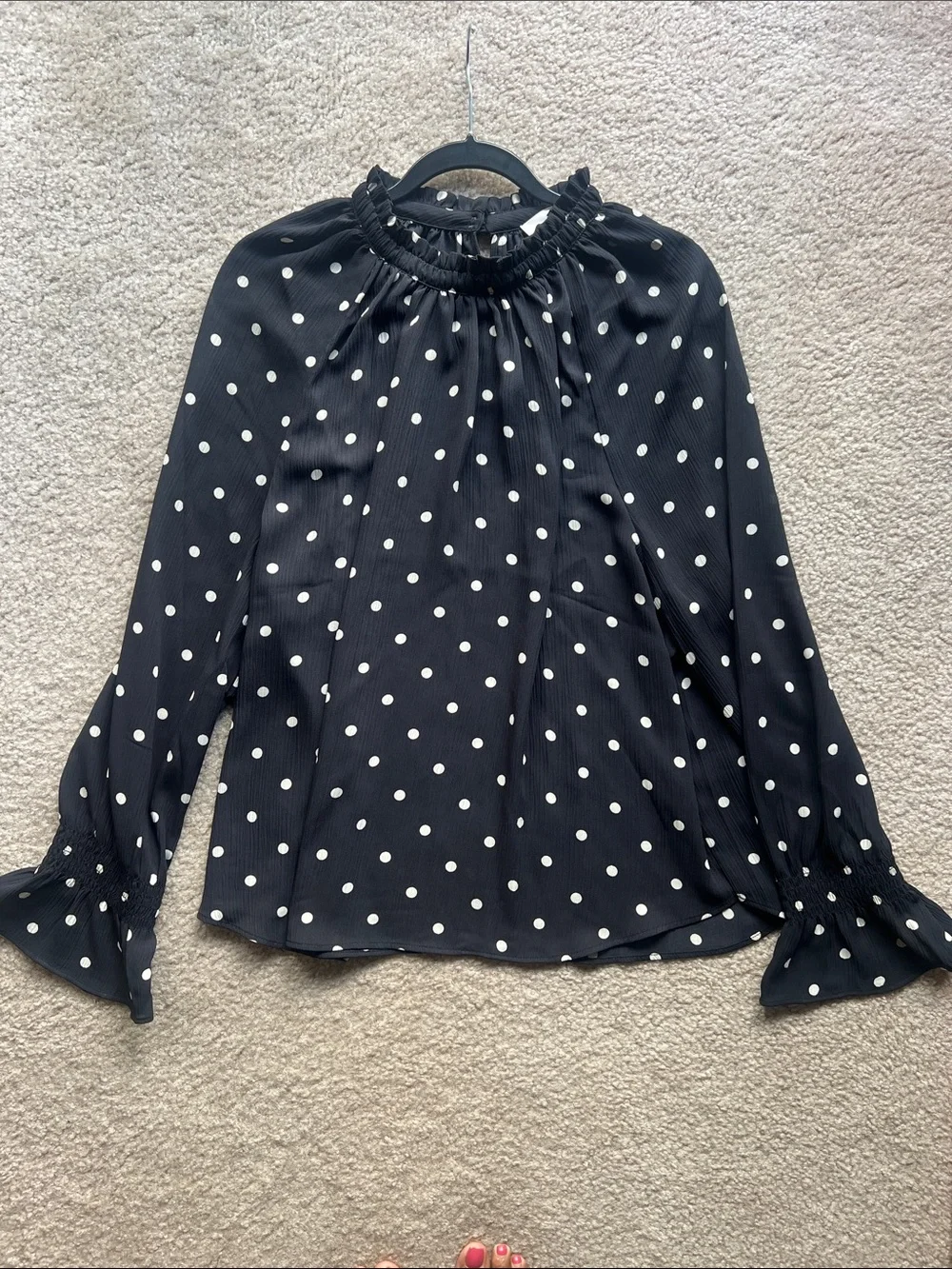 LOFT Black Blouse with White Polka Dots - Size XL - New with tags - Picture 3 of 8